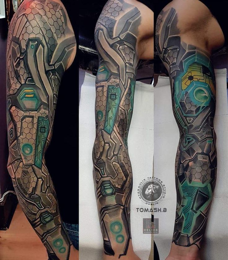 Cyberpunk Sleeve Amazing Work By Tomash B Hydraulixtattoosstudio Sleeve Tattoos Full