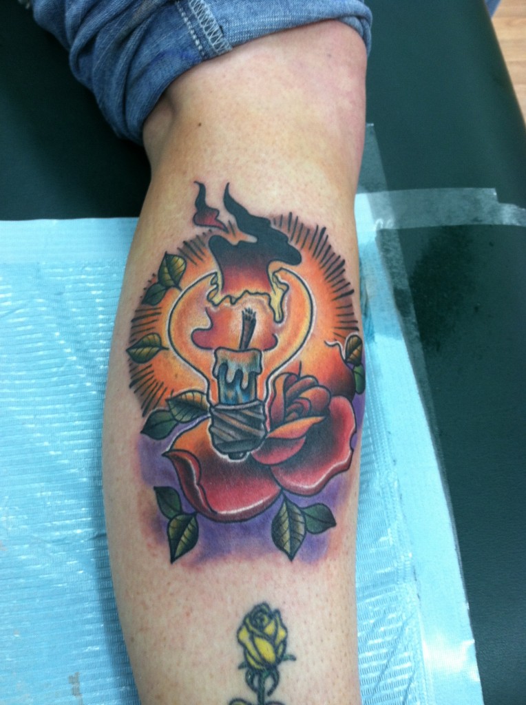 David Meek Tattoos Illustrative Custom Color Rose Forearm Tattoo