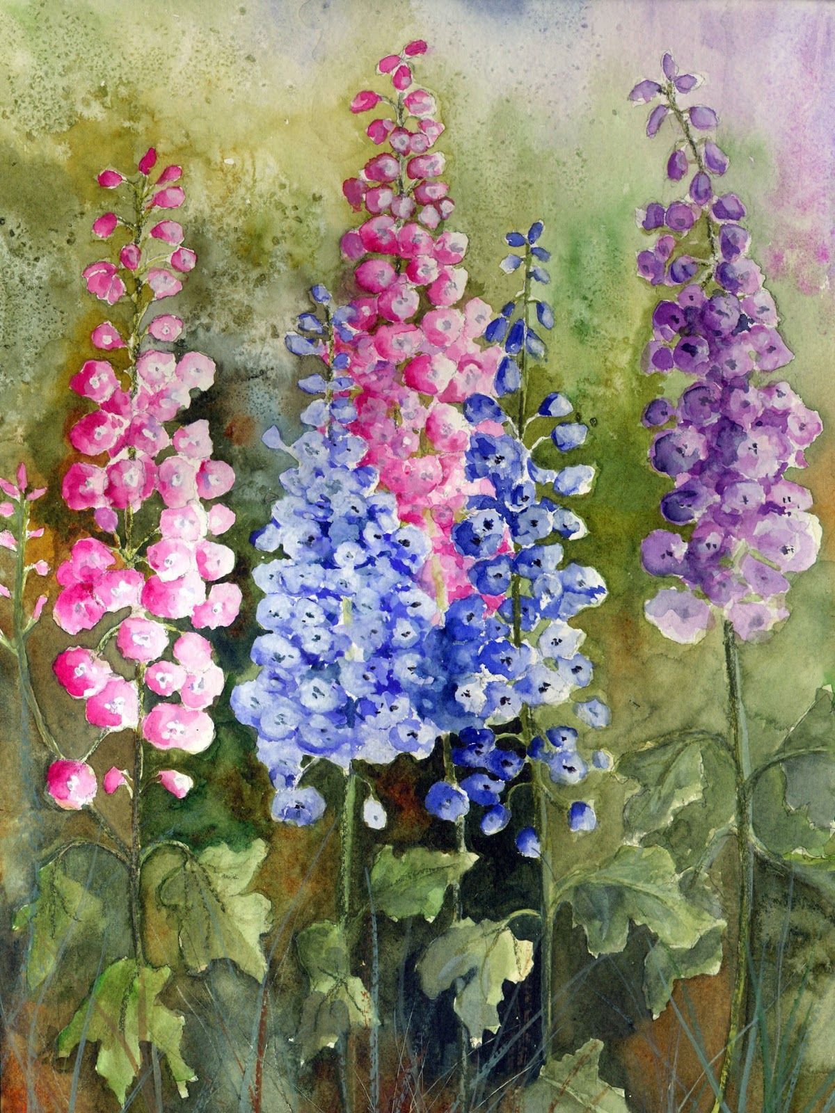 Delphiniums Flower Drawing Delphinium Flowers Flower Painting