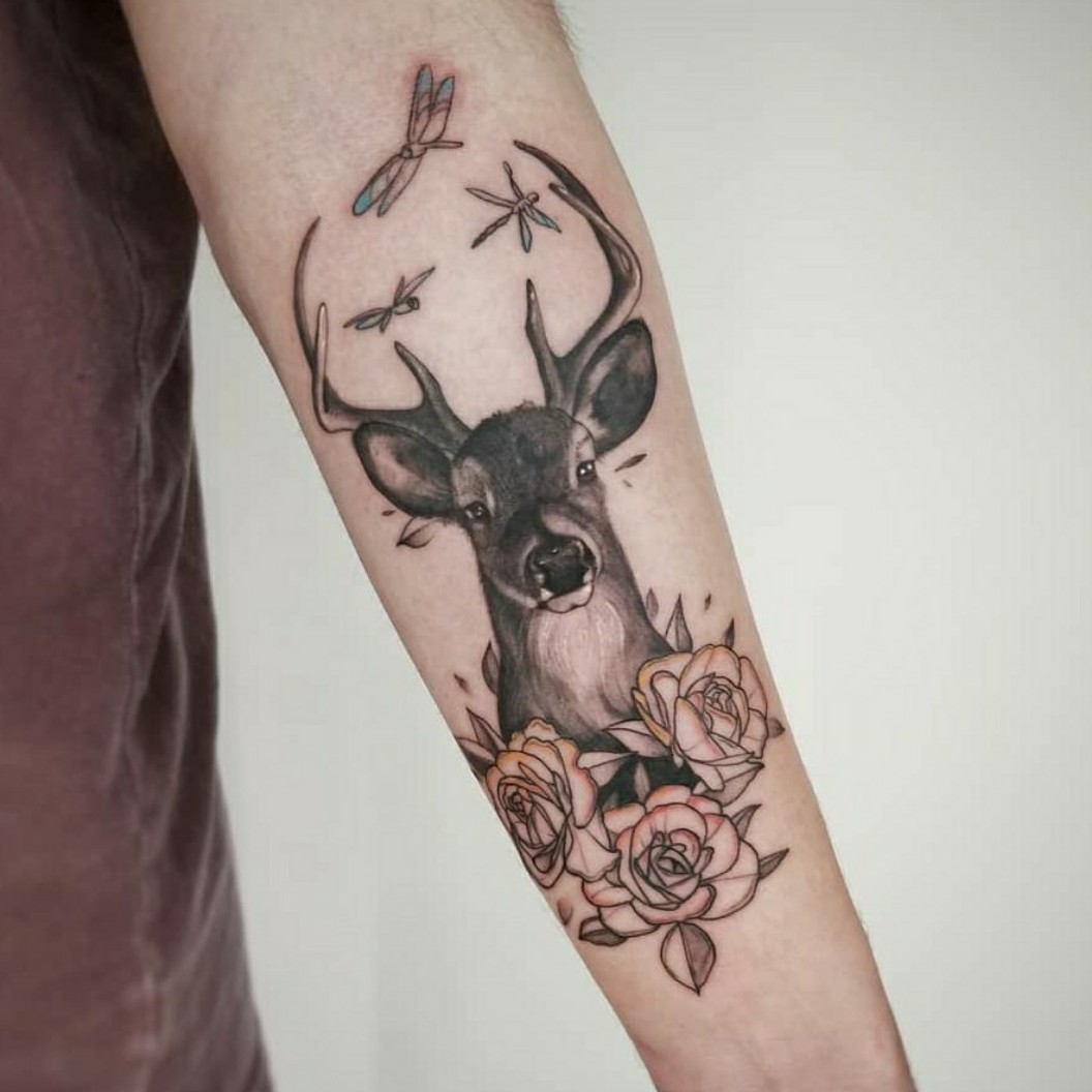 Details 75 Deer And Flower Tattoo Latest In Coedo Com Vn