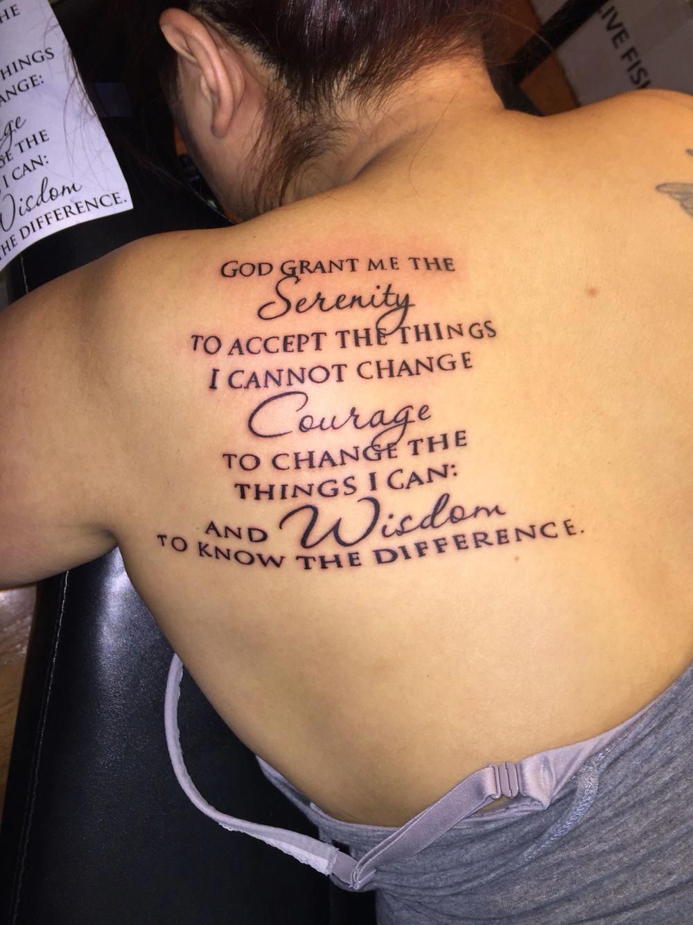 Did This Serenity Prayer Upper Back Tattoo Tattoosforwomen Upper Back Tattoos Stylist