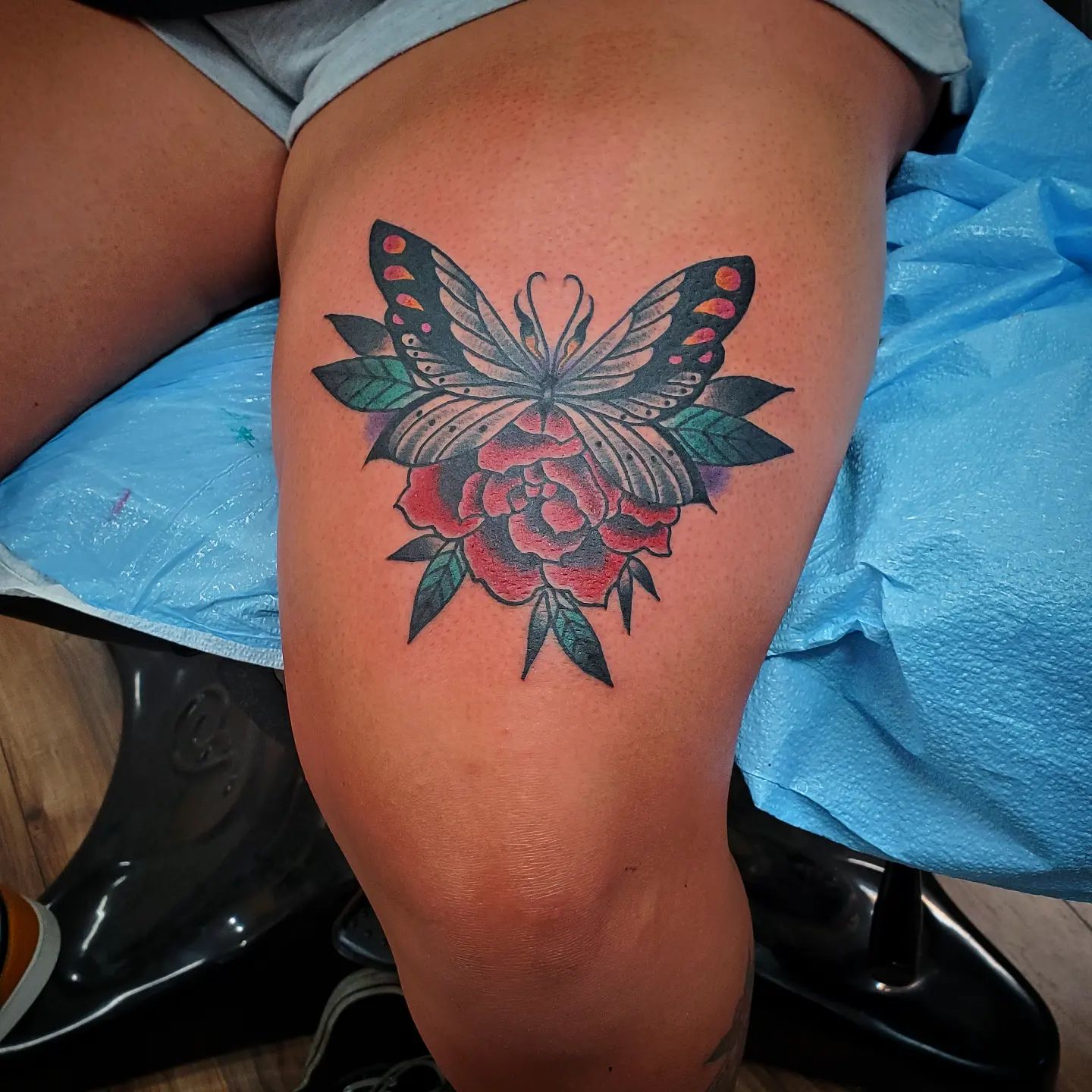 Discover More Than 65 Butterfly And Roses Thigh Tattoos Latest In