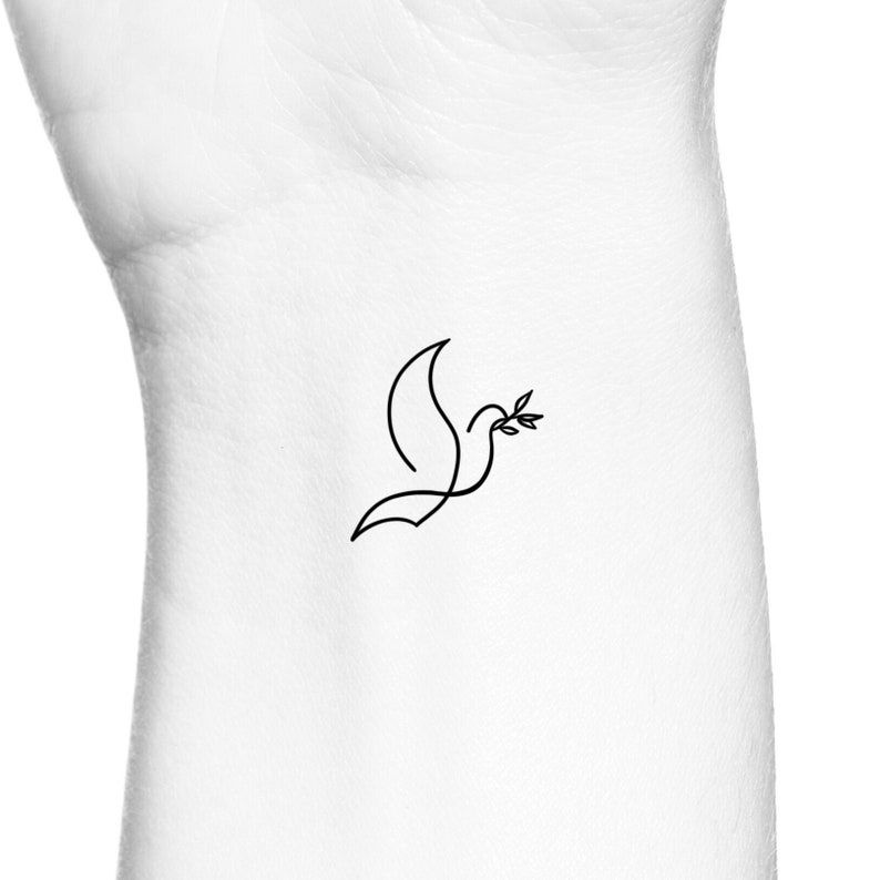 Dove Olive Branch Temporary Tattoo Peace Fake Tattoo Etsy