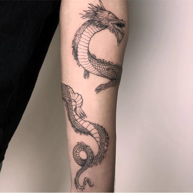 Dragon Arm Wrap Tattoo