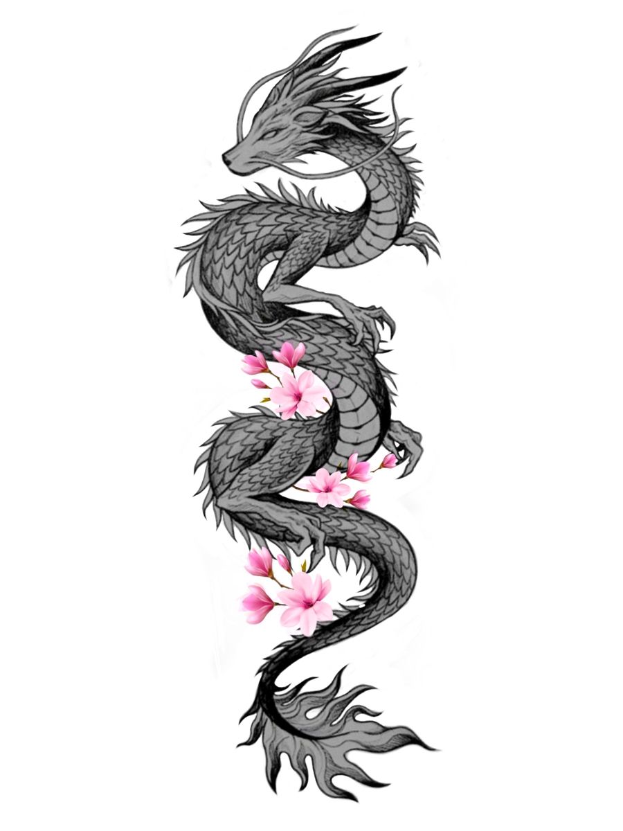 Dragon Flower Tattoo Design For Woman Dragon Tattoo Designs Dragon