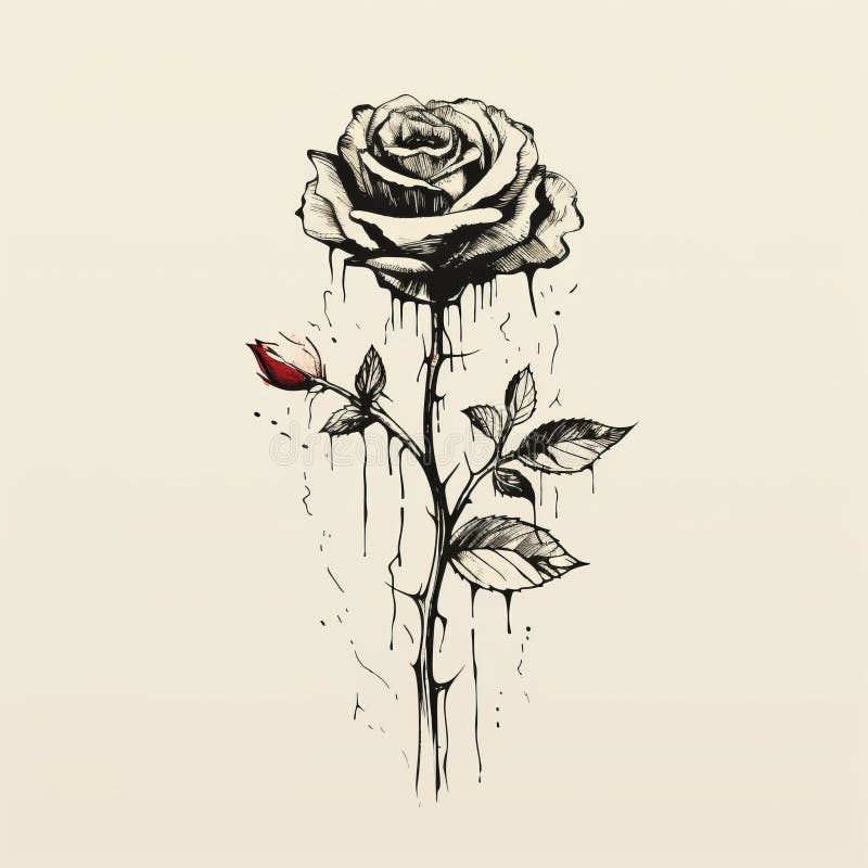 Dripping Rose Tattoo