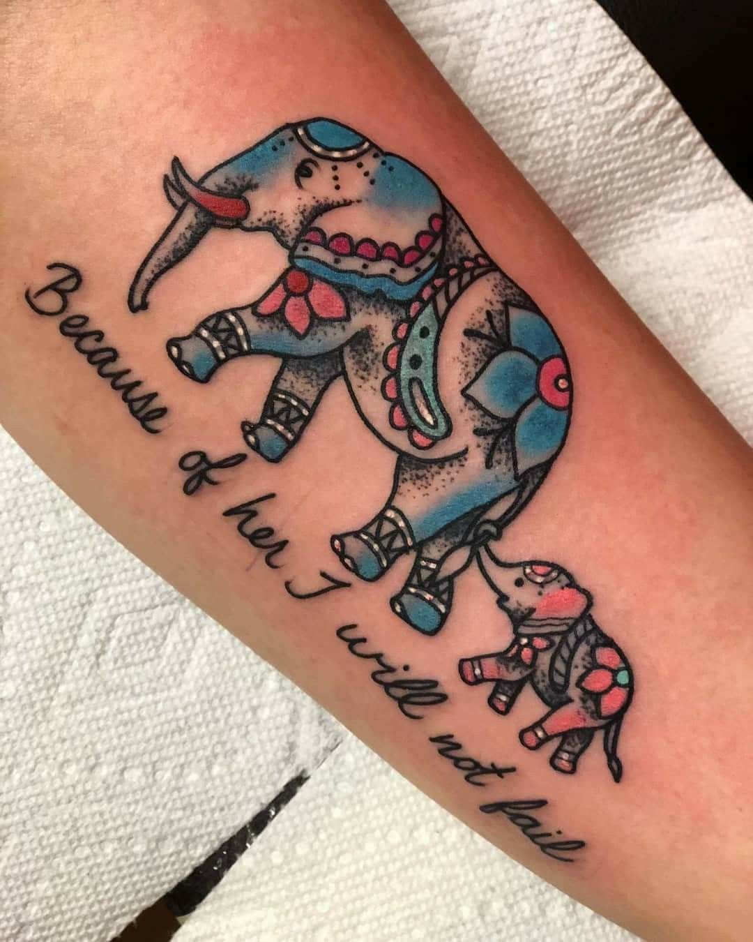 5 Heartwarming Elephant Mom & Daughter Tattoo Ideas