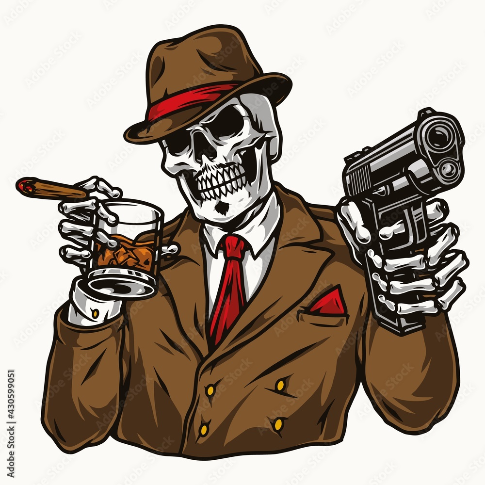 Esqueleto Mafia Gangster Cabeza Vector Dise O Vector De Stock Libre