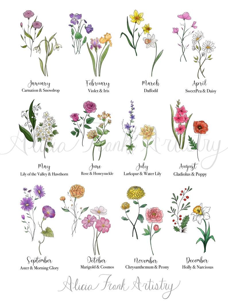 Family Birth Flower Tattoo Design Birth Month Flowers And Names