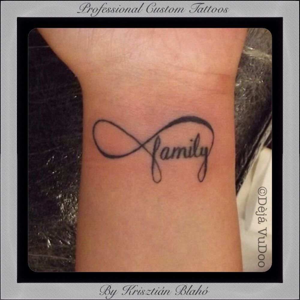 Family Infinity Tattoo On Right Collarbone