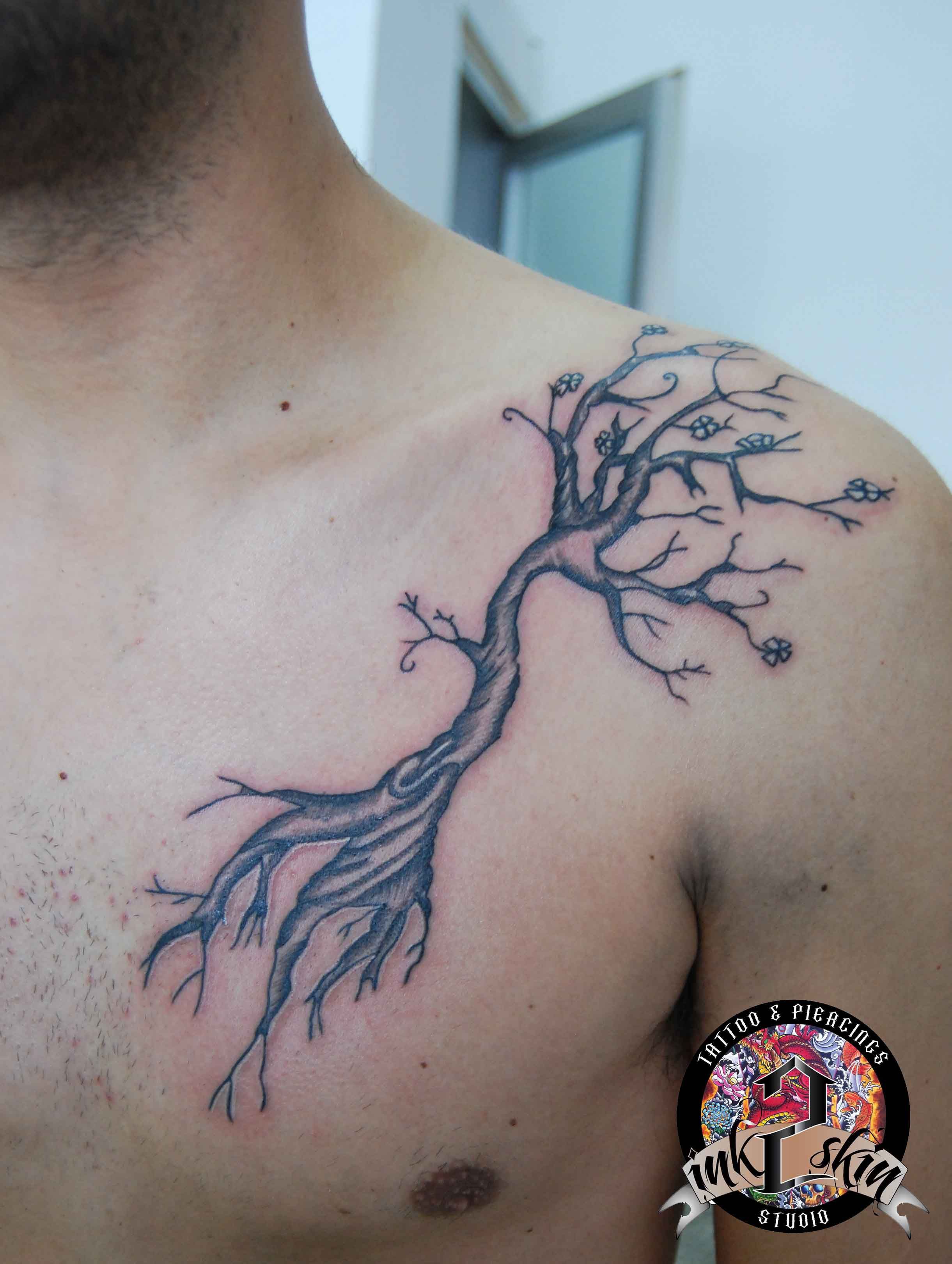 Family Tree Chest Tattoos For Men Scribb Love Tattoo Design