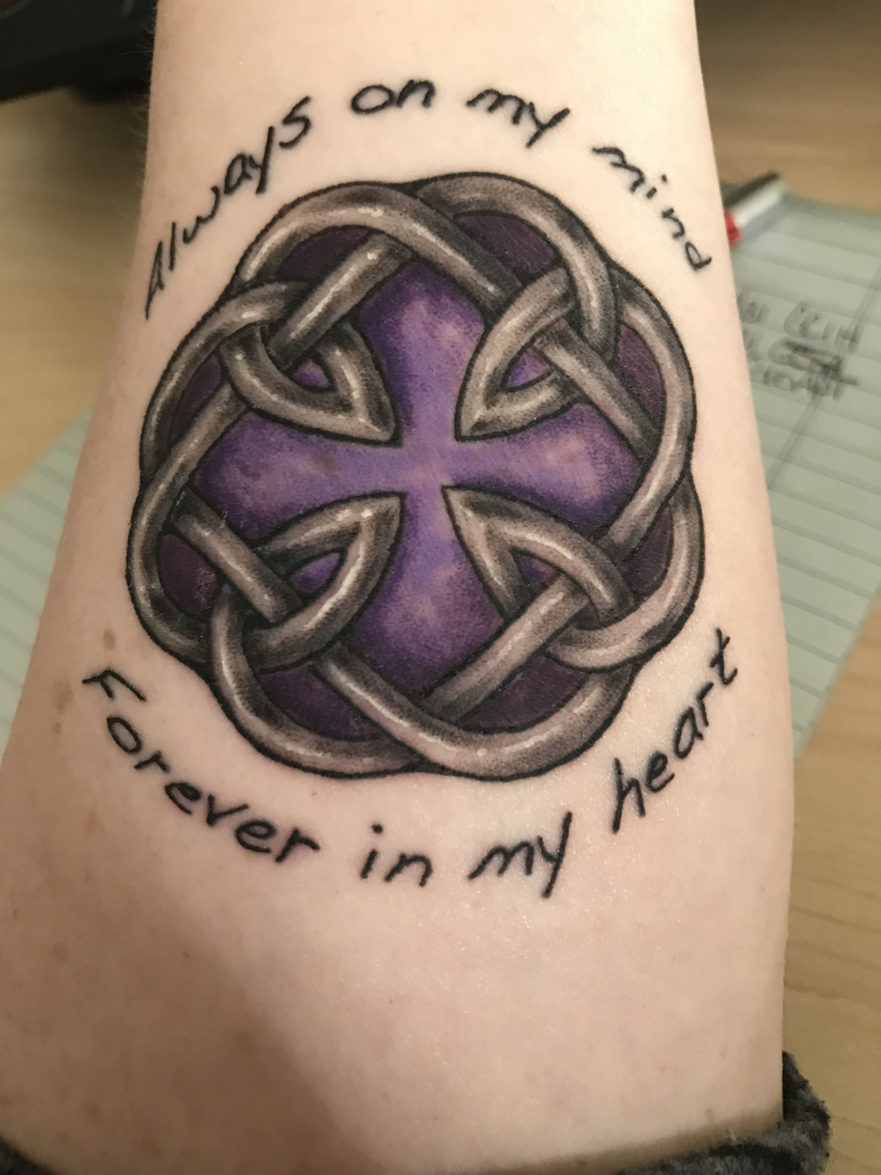 Father Daughter Celtic Knot Tattoo With His Handwriting Permanent Ink