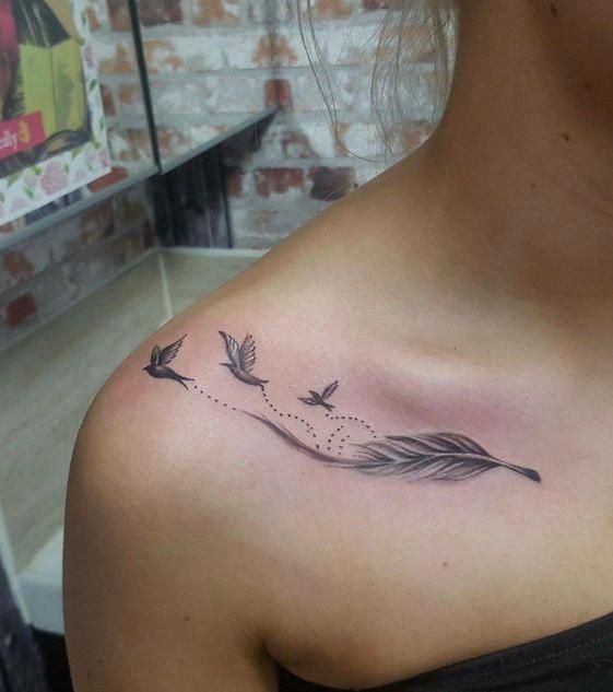 Feather Tattoo With Birds Flying Away Meaning Unique Tattoo Ideas