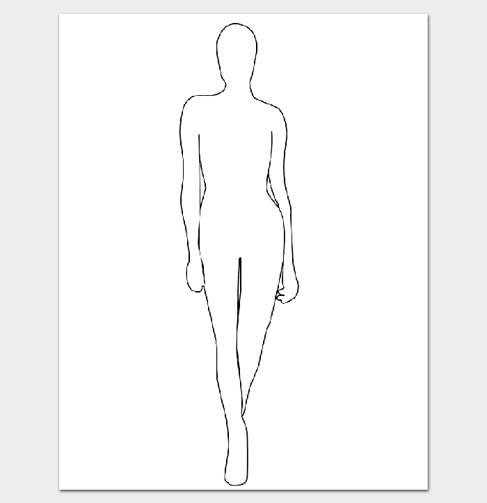 Free Female Body Outline Template for Fashion Designers