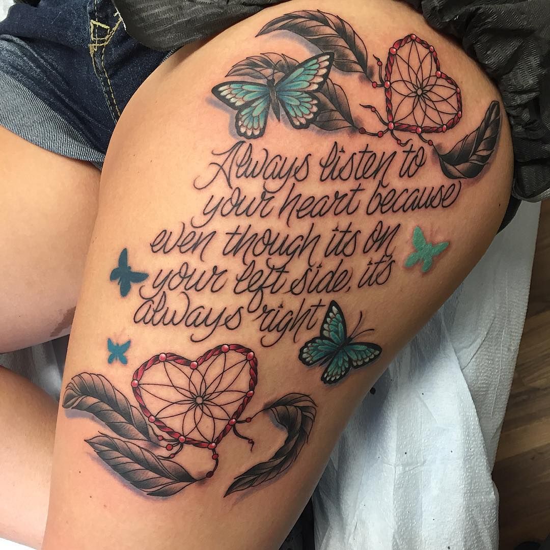 Female Deep Meaningful Tattoos Thigh