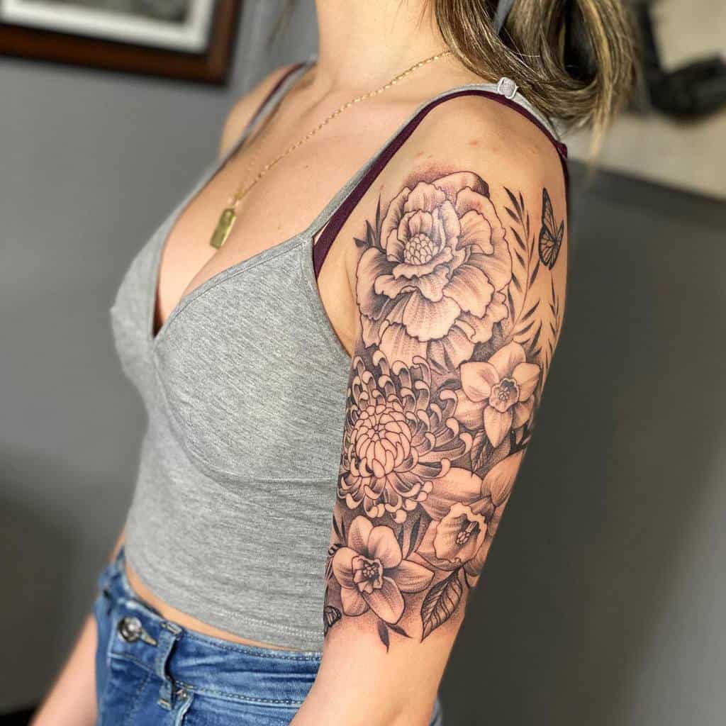 Stunning Female Flower Sleeve Tattoo Designs for Inspiration