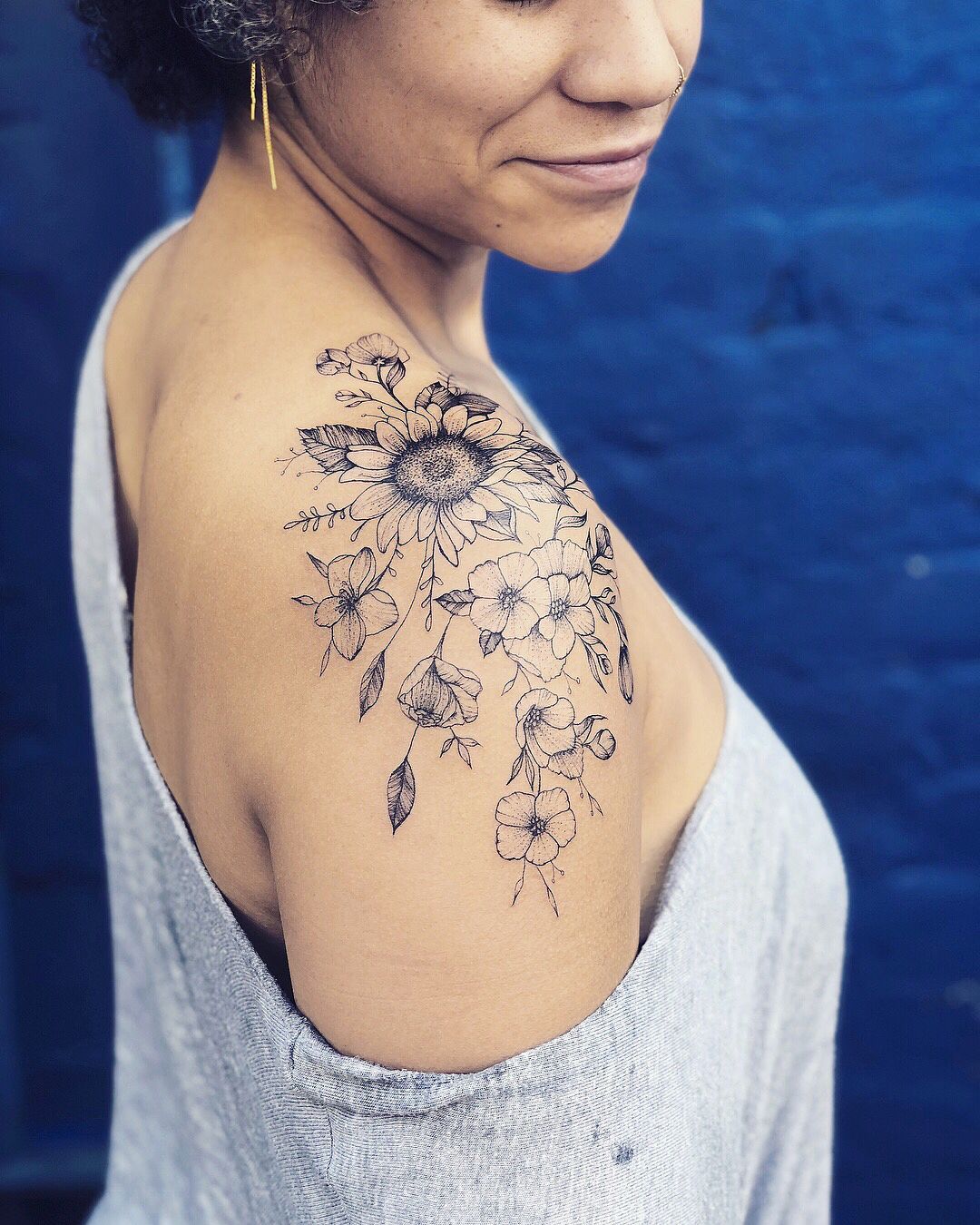 Elegant Shoulder Flower Tattoos for Women