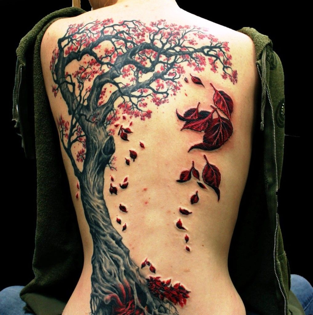 Female Tree Back Tattoos