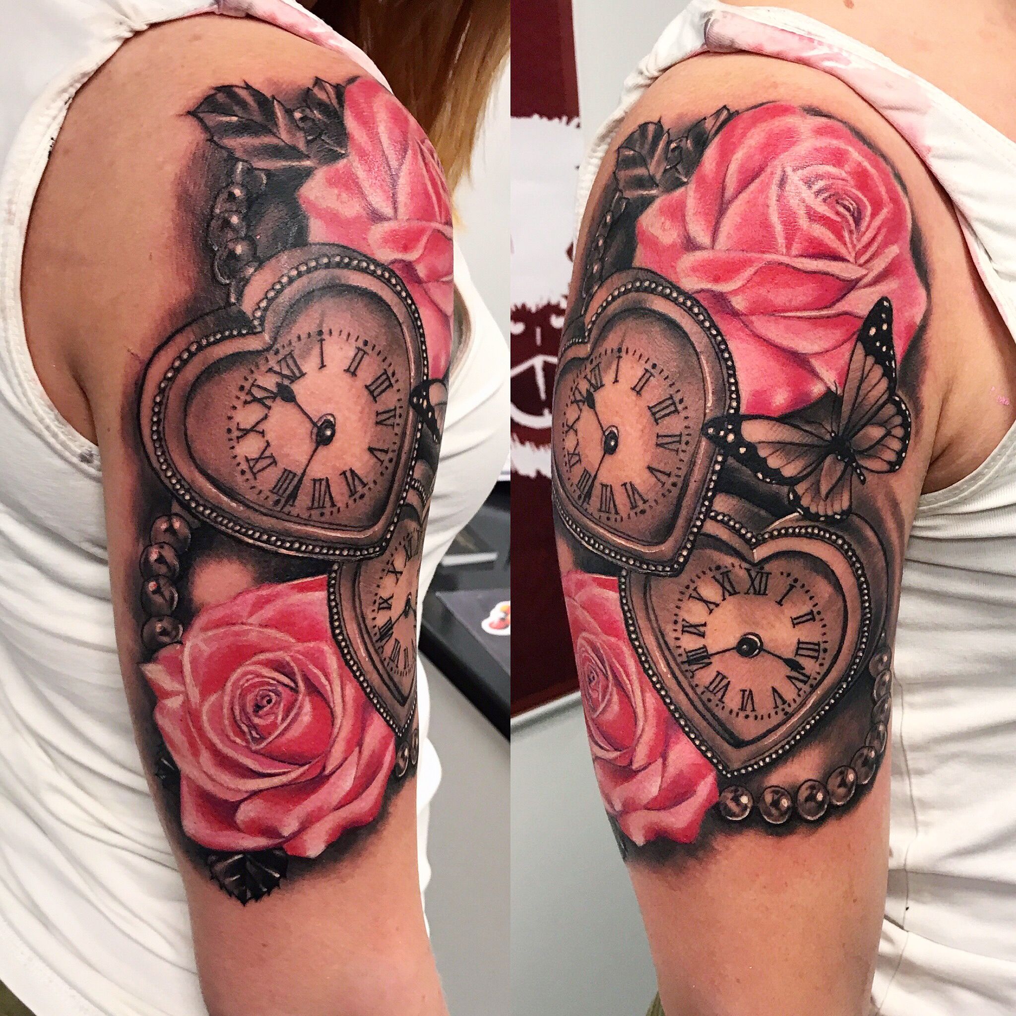 5 Stunning Feminine Rose and Clock Tattoo Ideas