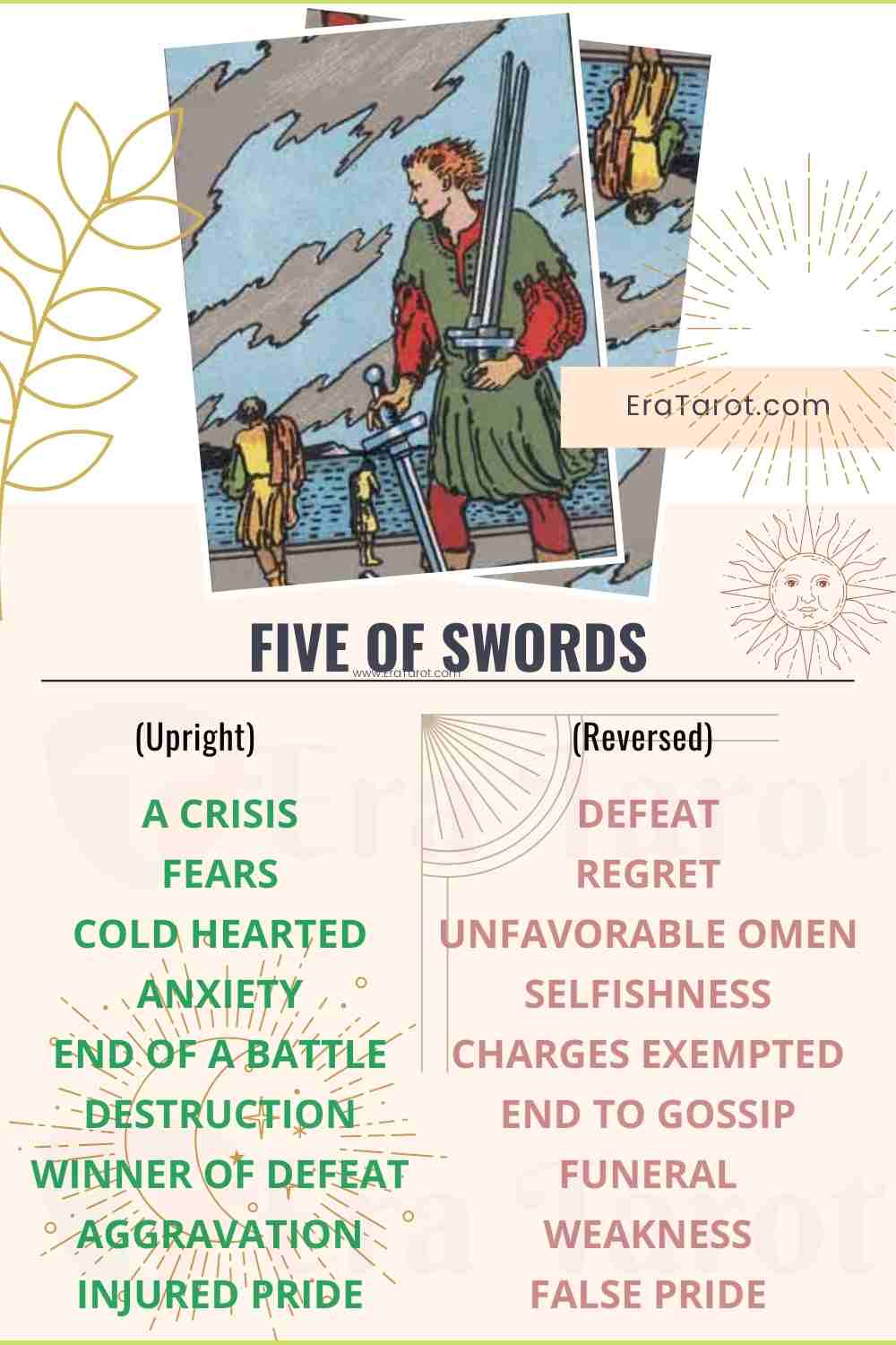 Five Of Swords Meaning Reversed Yes And No Love Life Eratarot