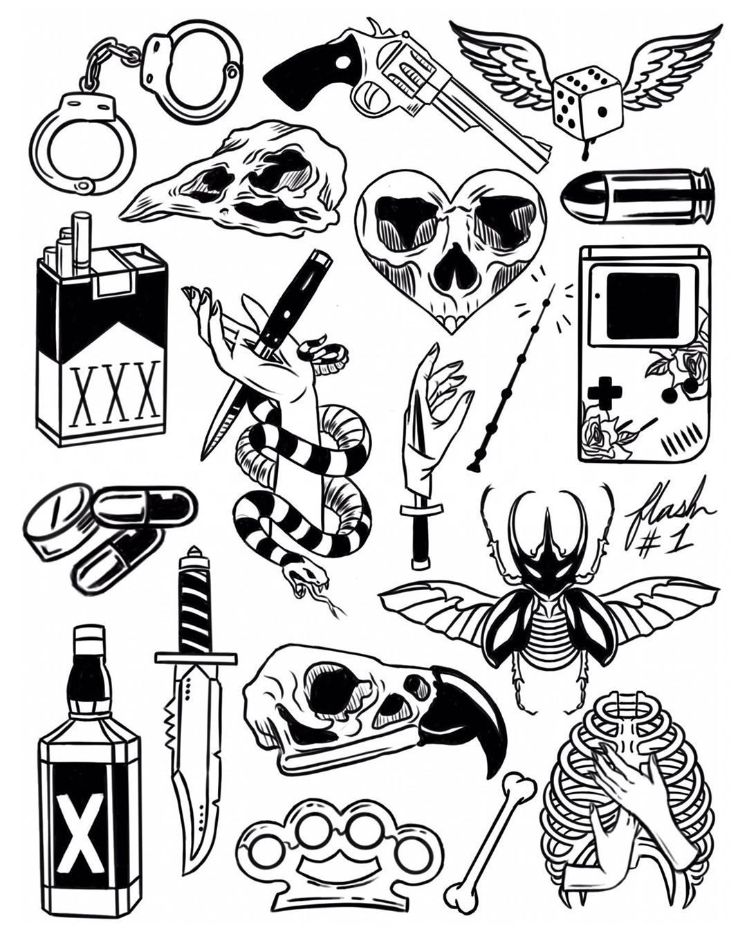 Flame Flash Sheet In 2023 Line Art Tattoos Tattoo Flash Art Tattoo