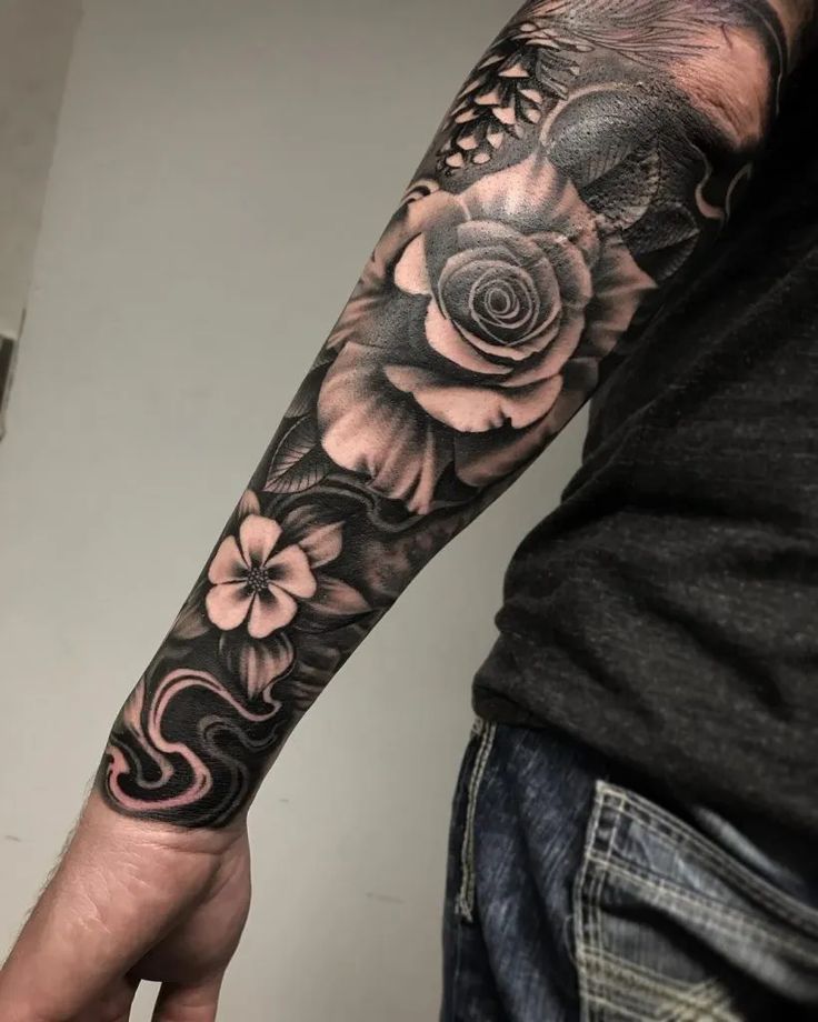 Floral Forearm Tattoo Men Flower Tattoo Floral Arm Tattoo Floral