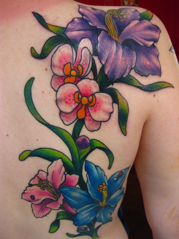 Flower Back Tattoo By Gene Coffey Tattoonow