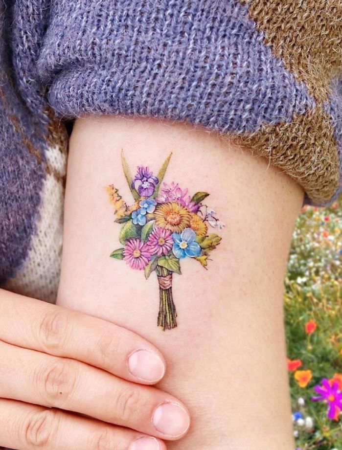 Flower Bouquet Tattoo Get An Inkget An Ink Sweet Tattoos Mom Tattoos Pretty Tattoos Unique