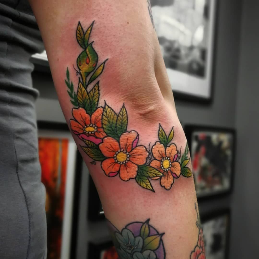 Flower Elbow Tattoos