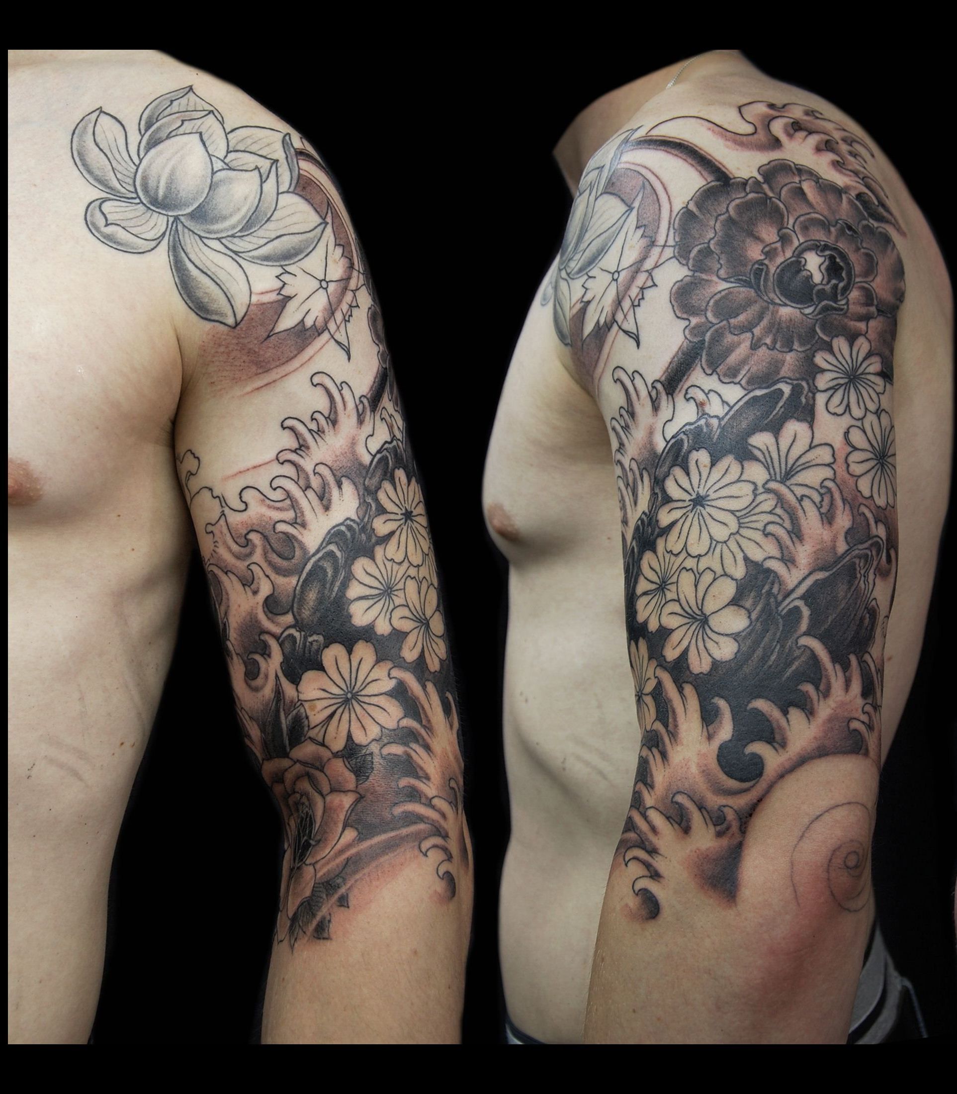 Men's Flower Sleeve Tattoo Ideas and Inspiration