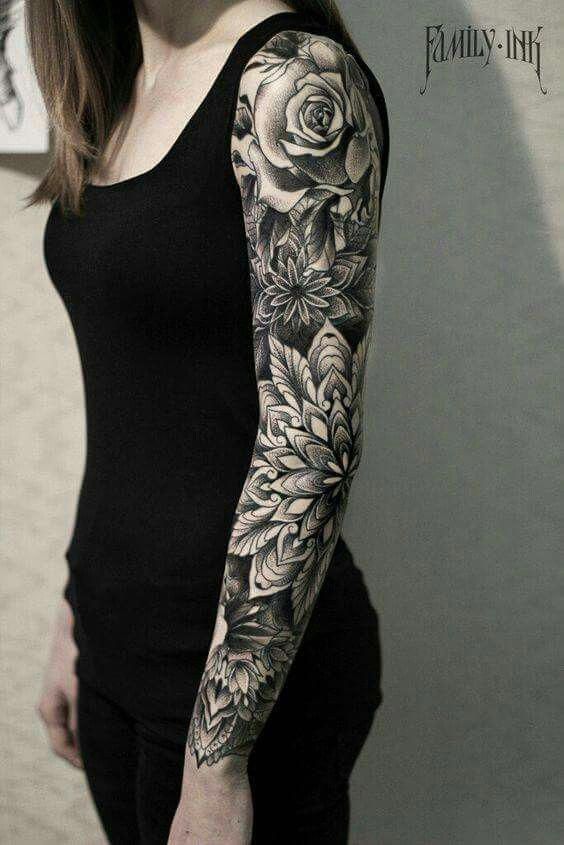 Flower Tattoo Sleeves Female Beautifull Rose