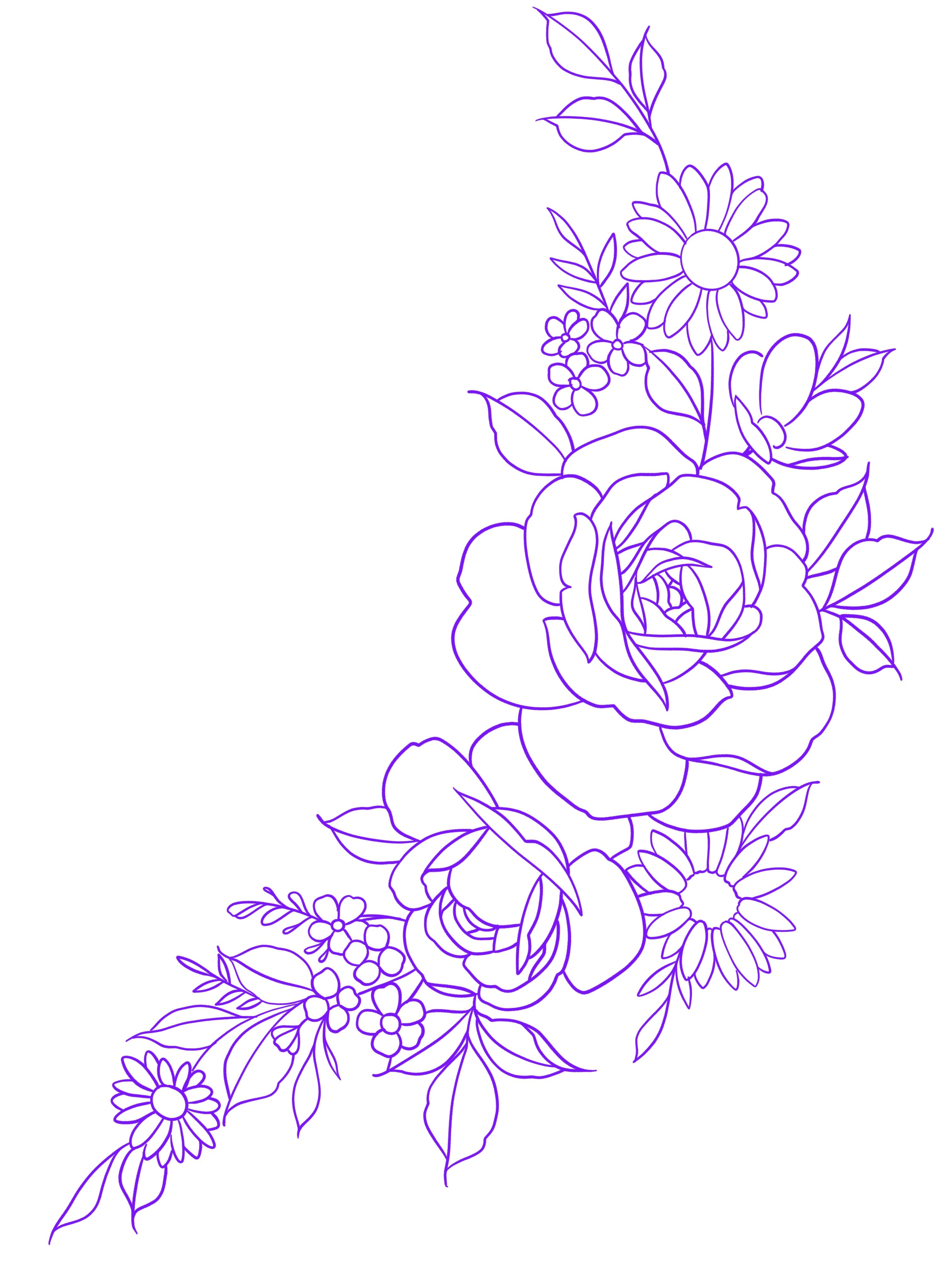 Flower Thigh Tattoo Stencil