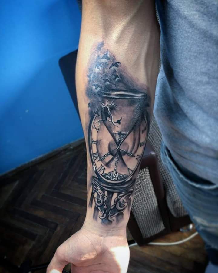 Forearm Clock Tattoos For Men