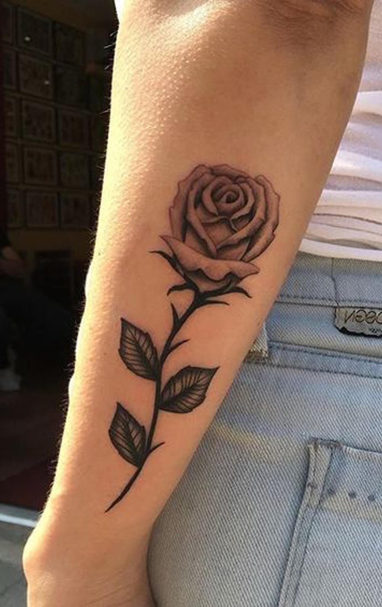 Forearm Rose Tattoo For Men