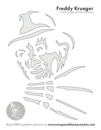 Freddy Krueger Pumpkin Carving Stencil Easy To Carve Pattern Etsy Canada