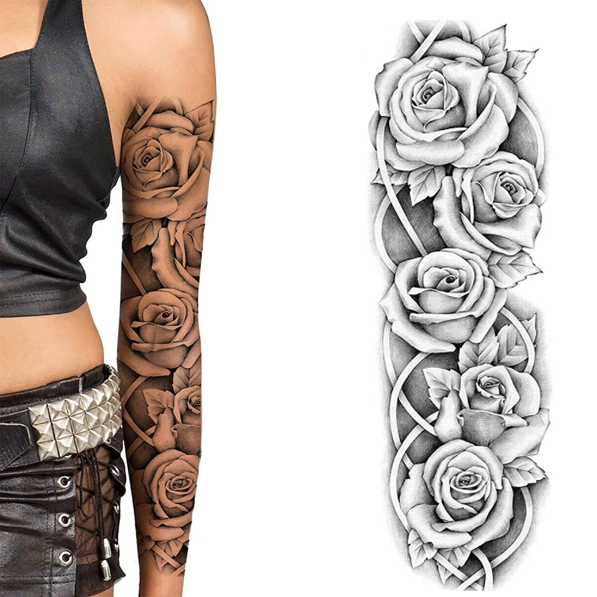 Full Arm Rose Tattoo Ngh Thu T Hoa H Ng Tr N C Nh Tay Y Tinh T