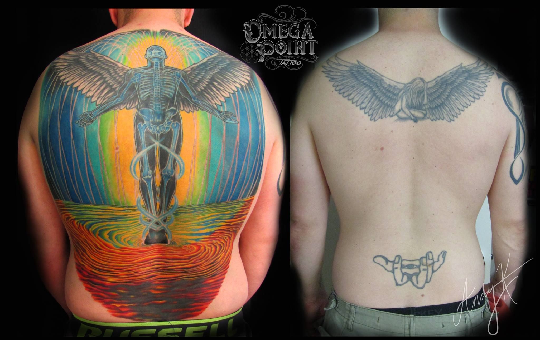 Full Back Cover Up Done By Andy K Omega Point Tattoo Omaha Ne Tattoos