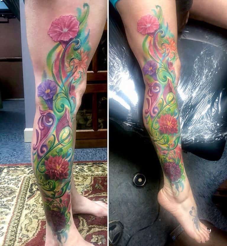 Full Leg Sleeve Tattoo Flowers Best Tattoo Ideas Gallery