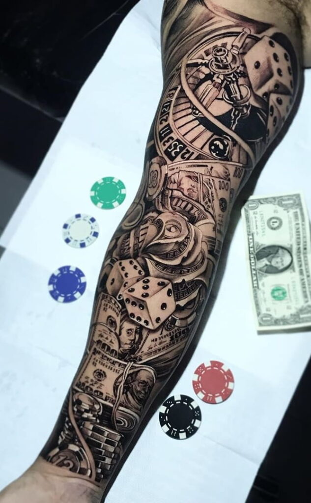 Gambling Money Tattoo On Left Forearm Tattoos Win