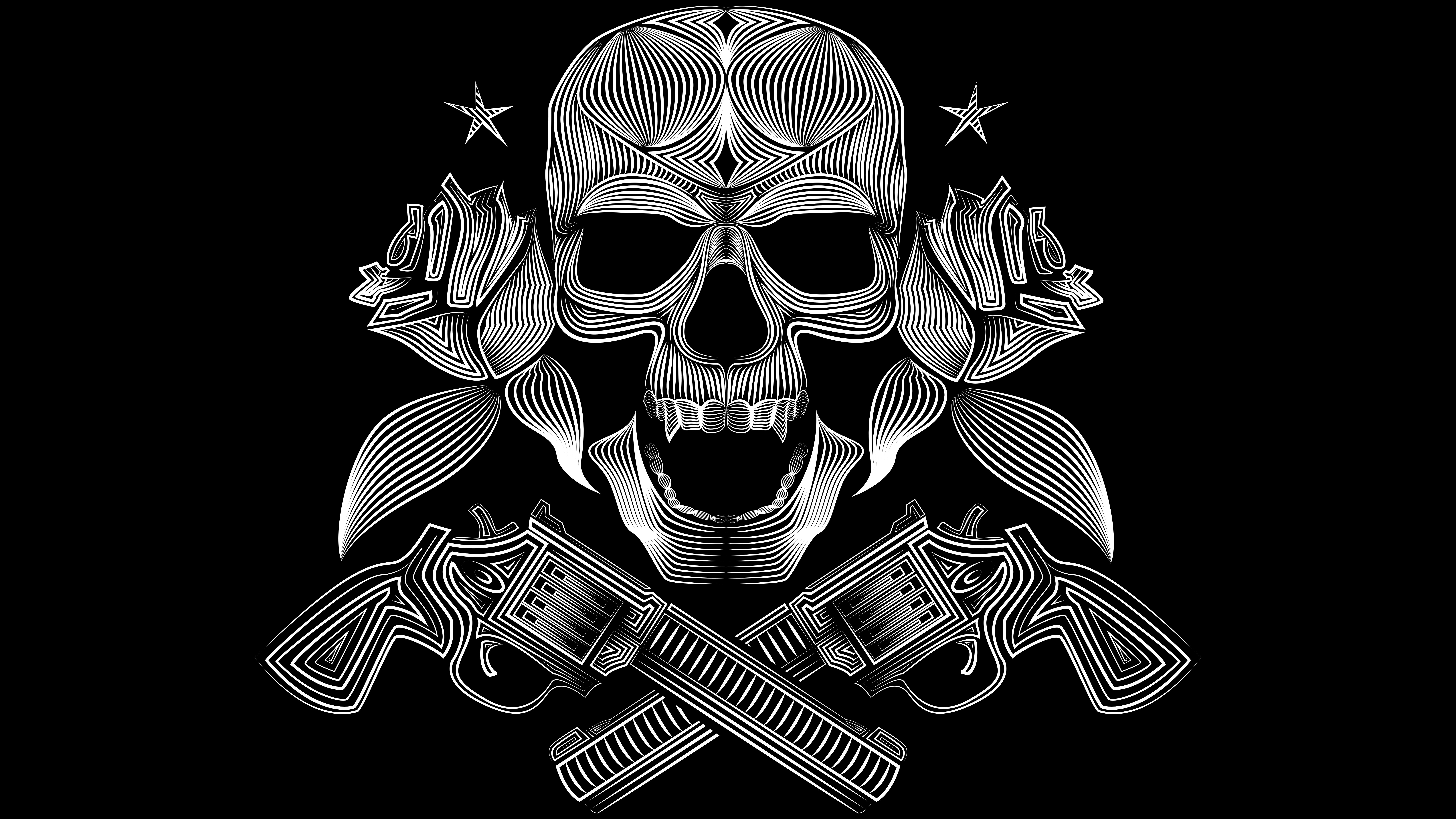 Gangster Skull With Guns