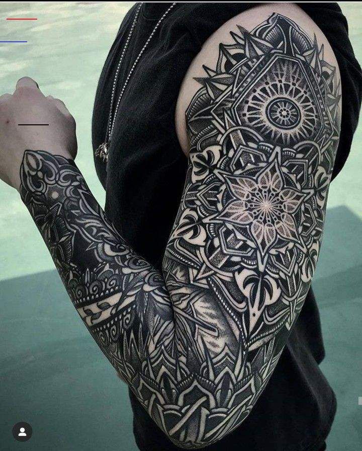 Geometric Pattern Mandala Sleeve Tattoo Design Illustration Mandala