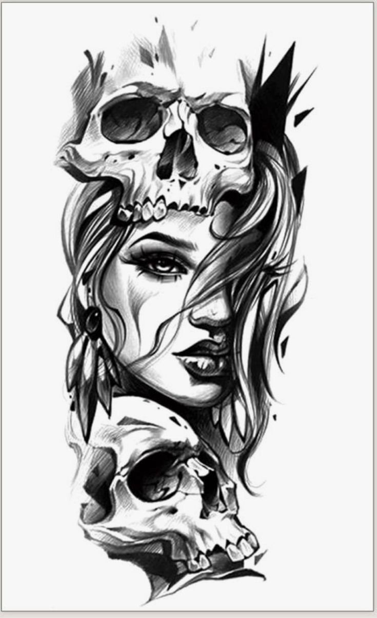 Girl Face With Skull Tattoo By Arlo Tattoos Skull Face Tattoo Skull