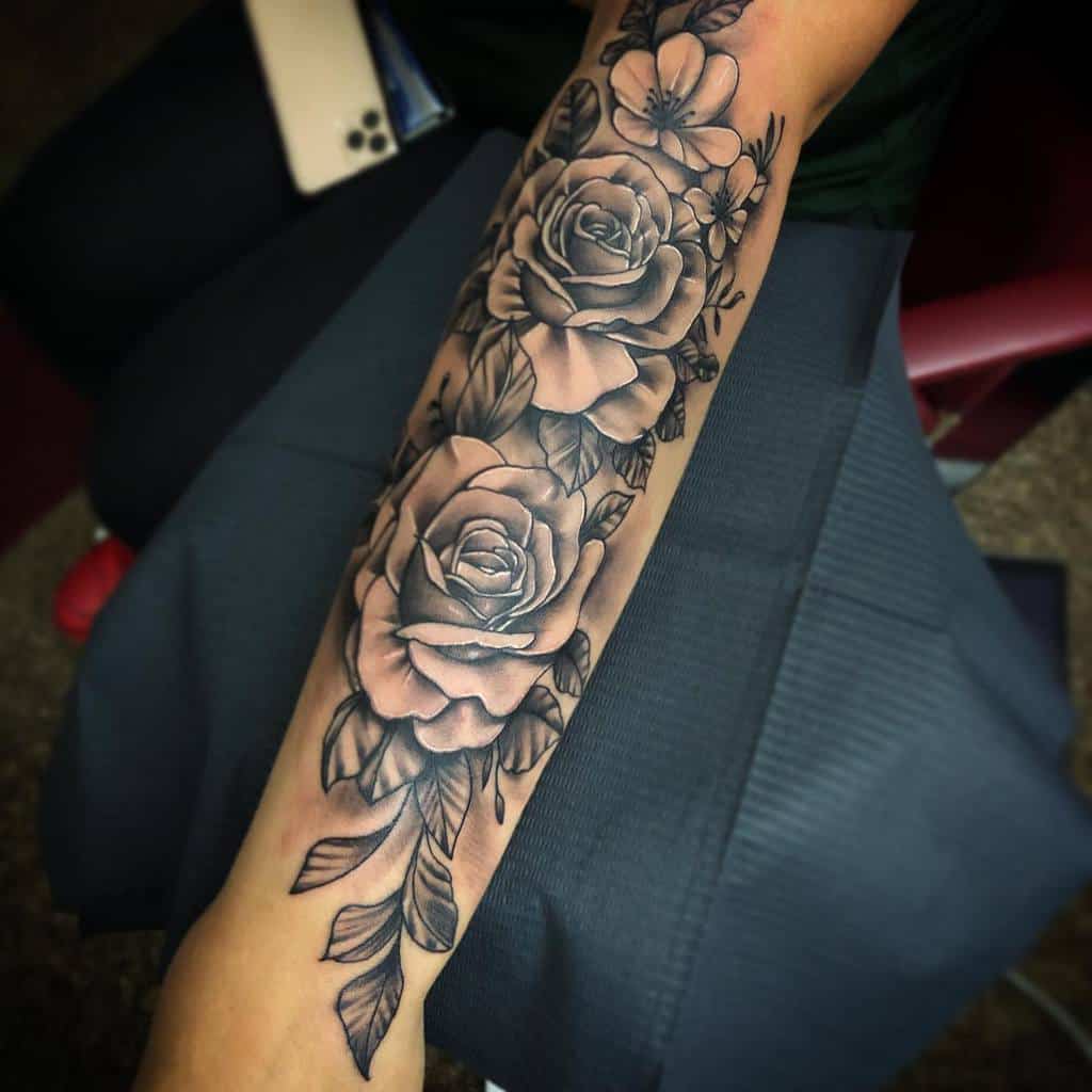 Girl Half Sleeve Tattoos Half Sleeve Rose Tattoo Rose Tattoo On Arm