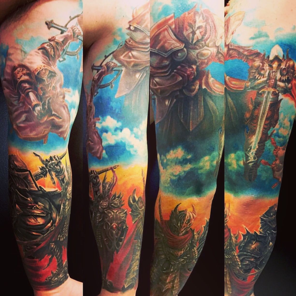 Good Vs Evil Sleeve Tattoos