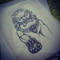 Gorgeous Foo Dog Tattoo Design By Kohlmeisen Tattooimages Biz