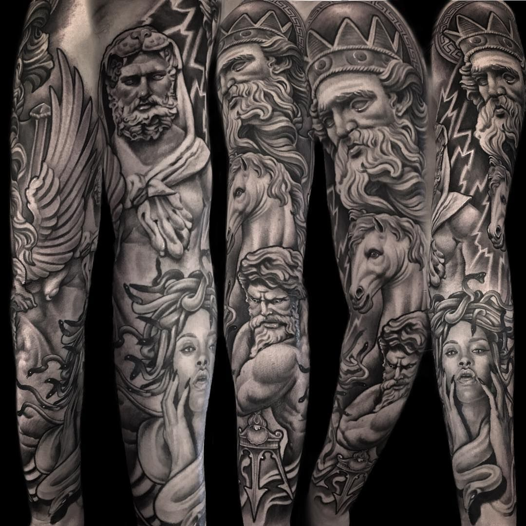 Greek Mythology Sleeve By Ben Motor City Oshawa Mythology Tattoos