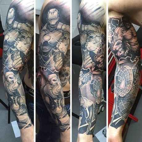 Guys Marvel Avengers Full Sleeve Tattoos Marvel Tattoos Full Sleeve