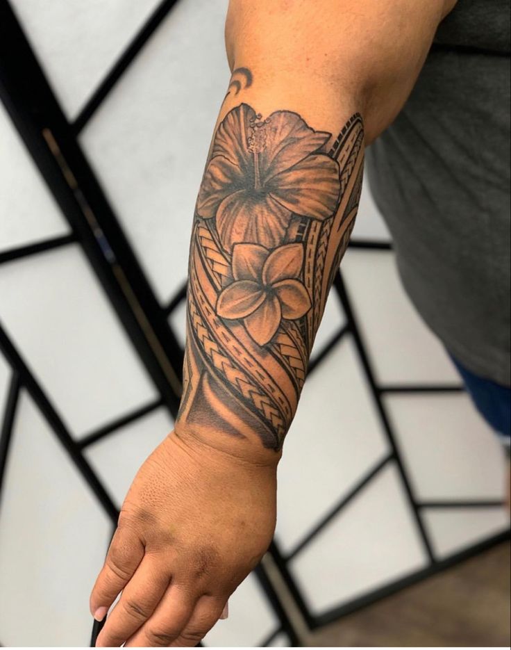 Hawaiian Flower Tattoo Sleeve