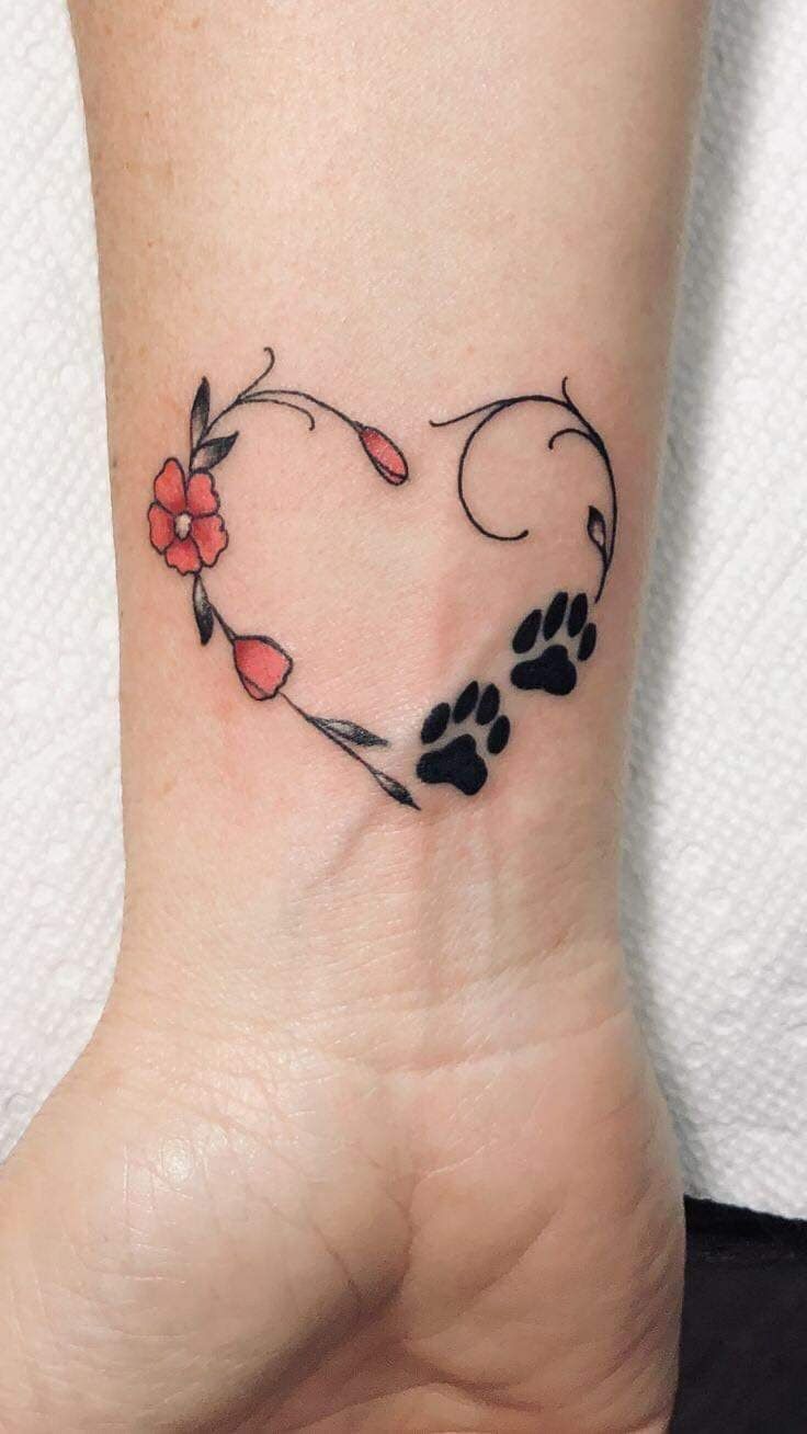 Heart Paw Print Tattoo