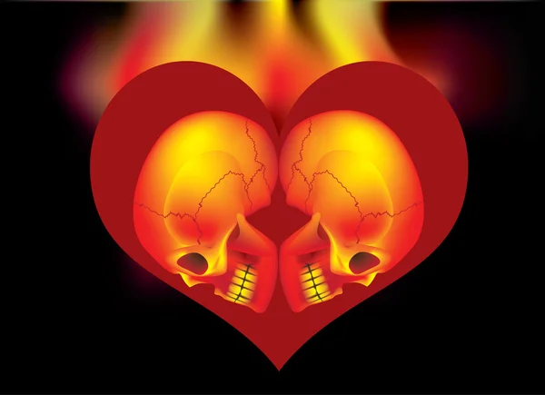 Heart Skull Fire Stock Vector Mashinist 5564001